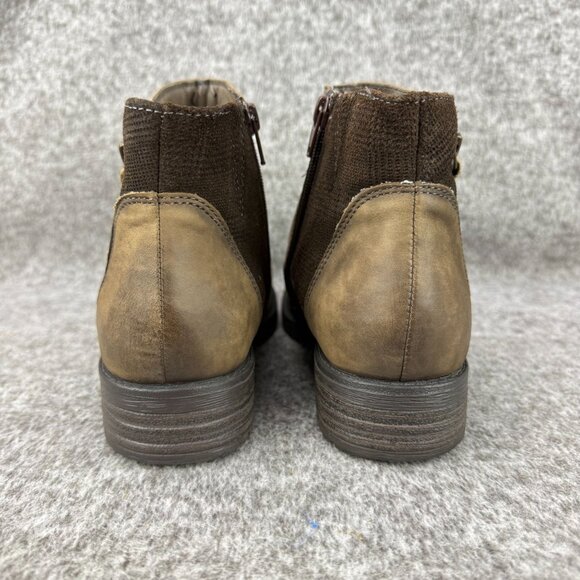 ✅Womens 9 Earth Jordan Stone Ankle Boots Brown Leather Side Zipper PEELING LINER - Picture 9 of 14